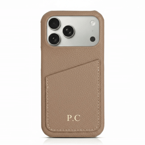 Beige Card Holder Leather iPhone Case - Poly Bands