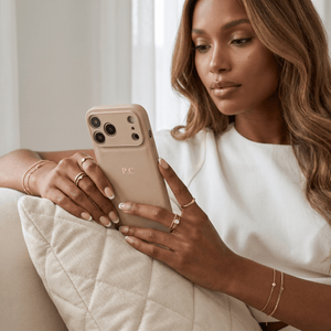 Beige Leather iPhone Case - Poly Bands