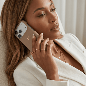 Beige Pebble Leather iPhone Case - Poly Bands