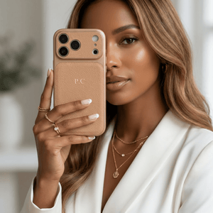 Beige Personalized iPhone Case With Leather - Poly Bands