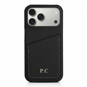 Black Card Holder Leather iPhone Case - Poly Bands
