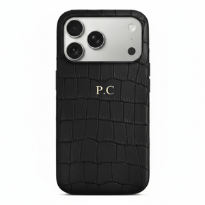 Black Crocodile Texture Personalized Leather iPhone Case - Poly Bands