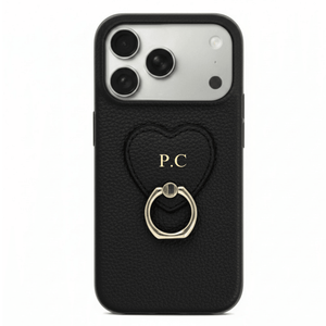 Black Heart Ring Leather iPhone Case - Poly Bands