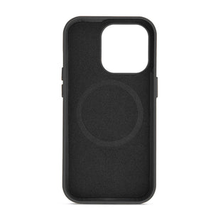 Black Leather Magnetic iPhone Case with Pearl Strap - Poly Bands