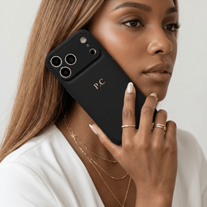 Black Personalized Leather iPhone Case - Poly Bands