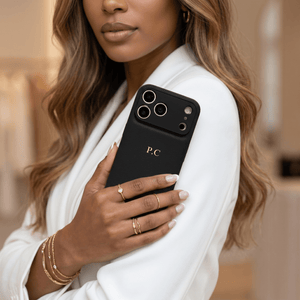 Black Personalized Leather iPhone Case - Poly Bands