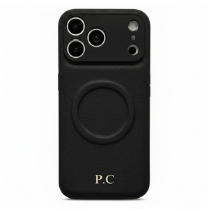 Black Personalized Magnetic Leather iPhone Case - Poly Bands