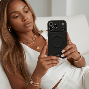 Black Personalized Magnetic Leather iPhone Case - Poly Bands