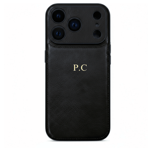 Black Personalized Monogram Leather iPhone Case - Poly Bands