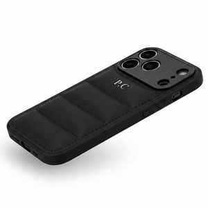 Black Puffer Leather iPhone Case - Poly Bands