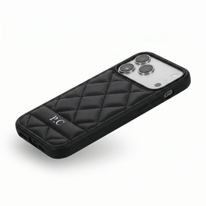 Black Stitched Leather iPhone Case - Poly Bands
