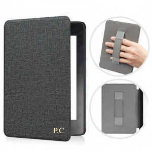 Black Textured Leather Kindle Case with Hand Strap - Poly Bands