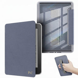 Blue Leather Kindle Case with Hand Strap - Poly Bands