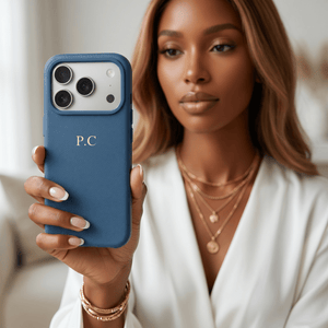 Blue Magnetic Leather iPhone Case - Poly Bands