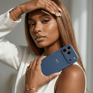 Blue Personalized iPhone Case With Leather - Poly Bands