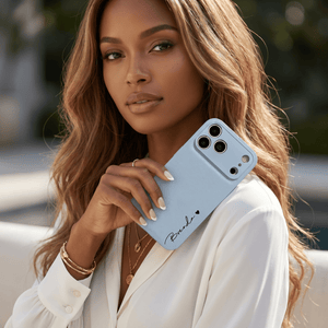 Blue Personalized Leather iPhone Case - Poly Bands