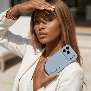 Blue Personalized Leather iPhone Case - Poly Bands