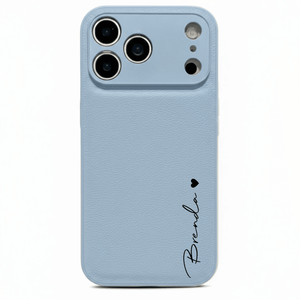 Blue Personalized Leather iPhone Case - Poly Bands