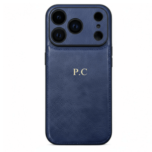 Blue Personalized Monogram Leather iPhone Case - Poly Bands