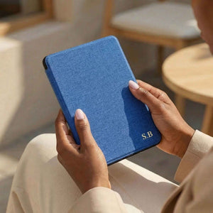 Blue Textured Leather Kindle Case with Hand Strap - Poly Bands