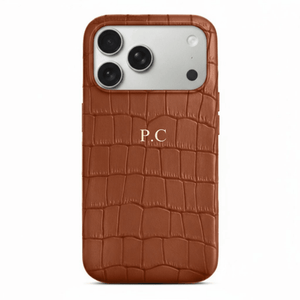 Brown Crocodile Texture Personalized Leather iPhone Case - Poly Bands
