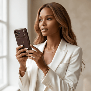 Brown Personalized iPhone Case With Leather - Poly Bands