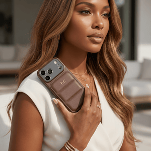 Brown Personalized iPhone Leather Case - Poly Bands