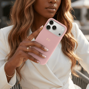 Coral pink Leather iPhone Case - Poly Bands