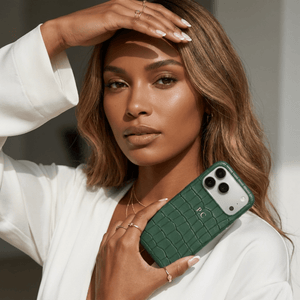Green Crocodile Texture Personalized Leather iPhone Case - Poly Bands
