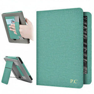 Green Leather Kindle Case with Hand Strap and Stand - Poly Bands