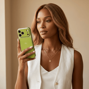 Green Personalized iPhone Case With Leather - Poly Bands