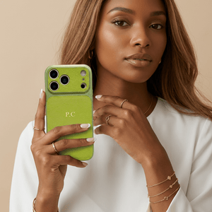 Green Personalized iPhone Case With Leather - Poly Bands