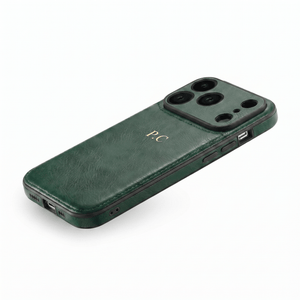 Green Personalized Monogram Leather iPhone Case - Poly Bands