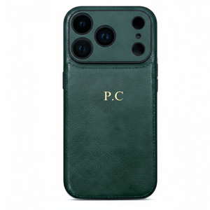 Green Personalized Monogram Leather iPhone Case - Poly Bands