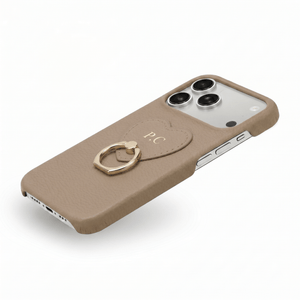 Khaki Heart Ring Leather iPhone Case - Poly Bands
