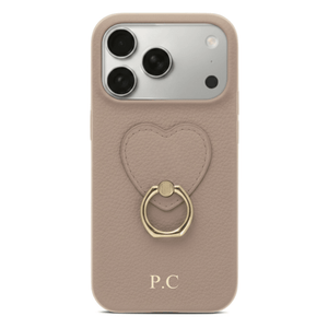 Khaki Heart Ring Leather iPhone Case - Poly Bands