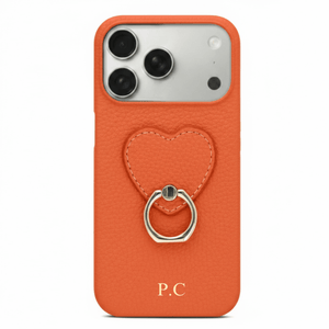Orange Heart Ring Leather iPhone Case - Poly Bands