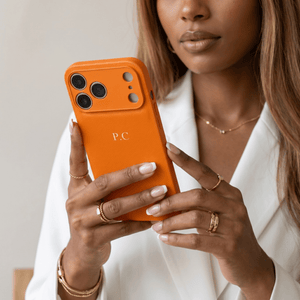 Orange Leather iPhone Case - Poly Bands