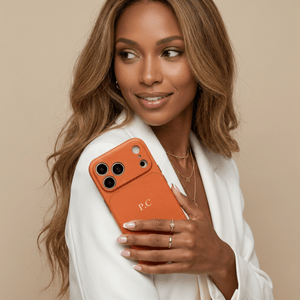 Orange Personalized iPhone Case With Leather - Poly Bands