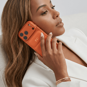 Orange Personalized iPhone Leather Case - Poly Bands