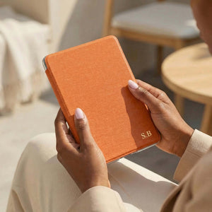 Orange Textured Leather Kindle Case with Hand Strap - Poly Bands