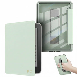 Pastel Green Leather Kindle Case with Hand Strap - Poly Bands