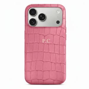 Pink Crocodile Texture Personalized Leather iPhone Case - Poly Bands