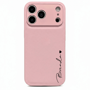 Pink Personalized Leather iPhone Case - Poly Bands