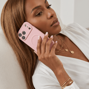 Pink Personalized Magnetic Leather iPhone Case - Poly Bands