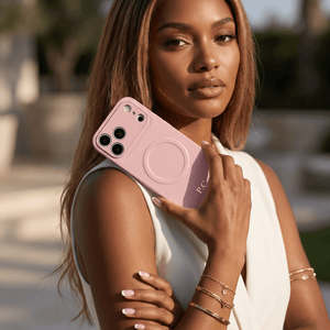 Pink Personalized Magnetic Leather iPhone Case - Poly Bands