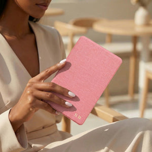Pink Textured Leather Kindle Case with Hand Strap - Poly Bands