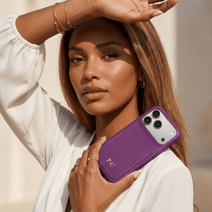 Purple Card Holder Leather iPhone Case - Poly Bands