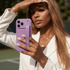 Purple Leather iPhone Case with Strap - Poly Bands