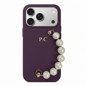 Purple Leather Magnetic iPhone Case with Pearl Strap - Poly Bands